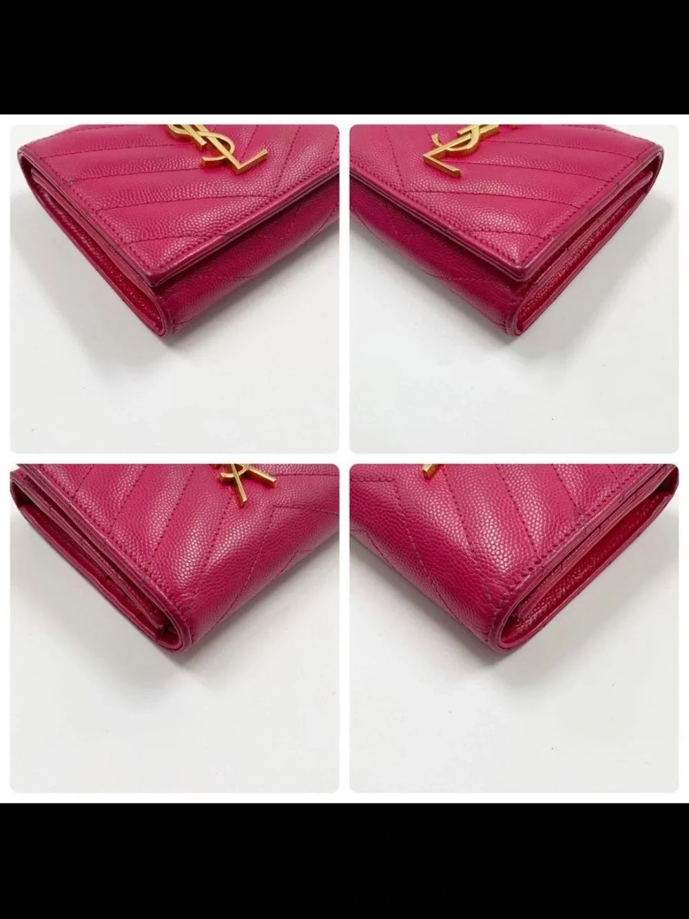 Saint Laurent Pink YSL Quilted Compact Wallet